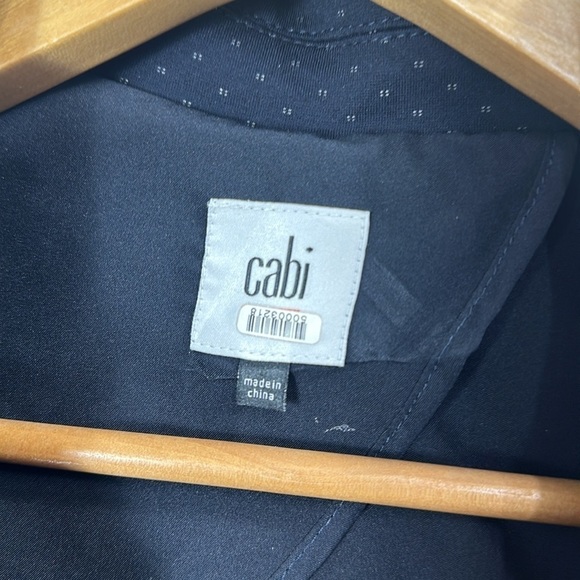 CAbi Carriage button front jacket navy blue dotted long  5658 size large - Picture 5 of 11